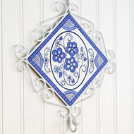 Blue and White Floral Plaque